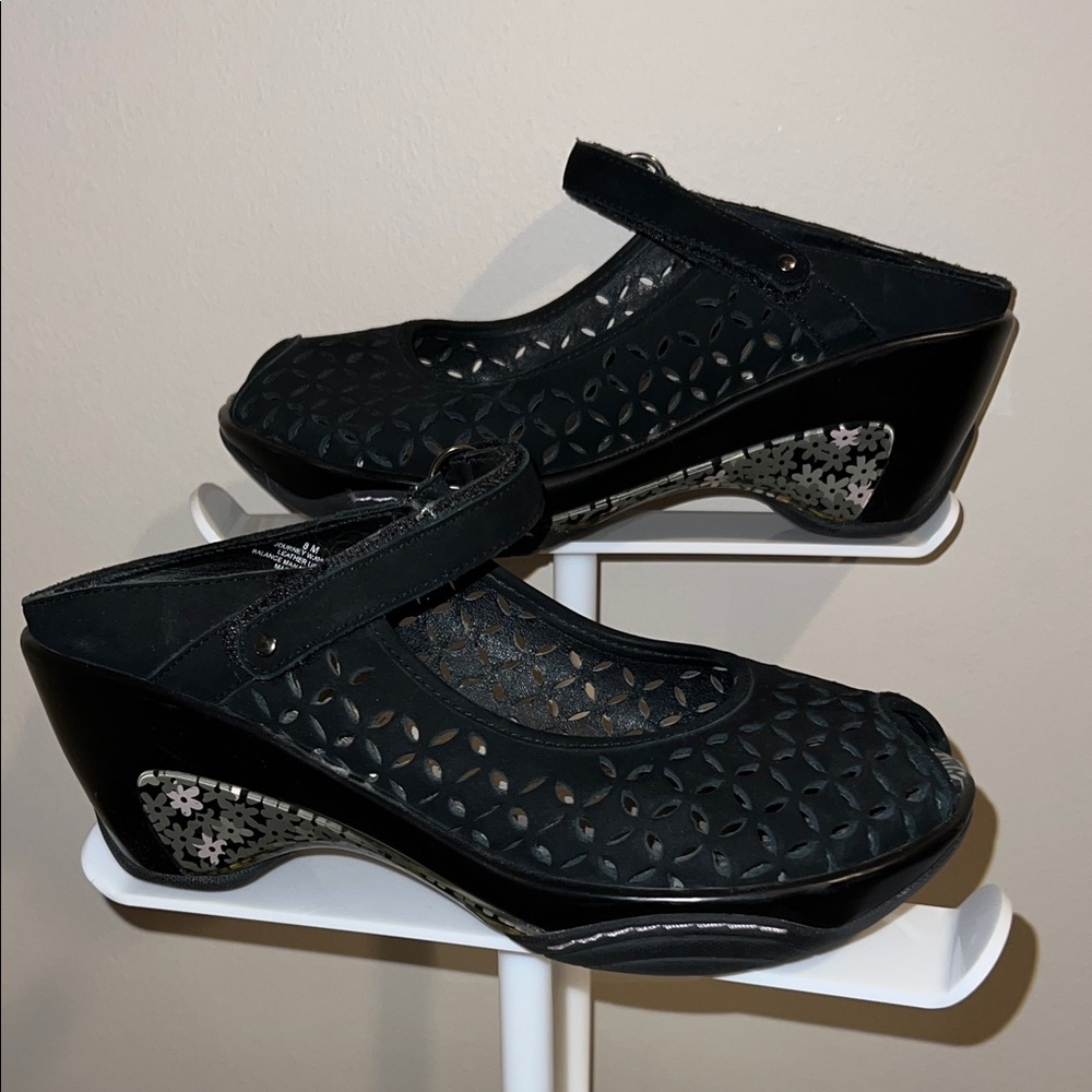 Jambu Black Cutout Mary Jane Mules